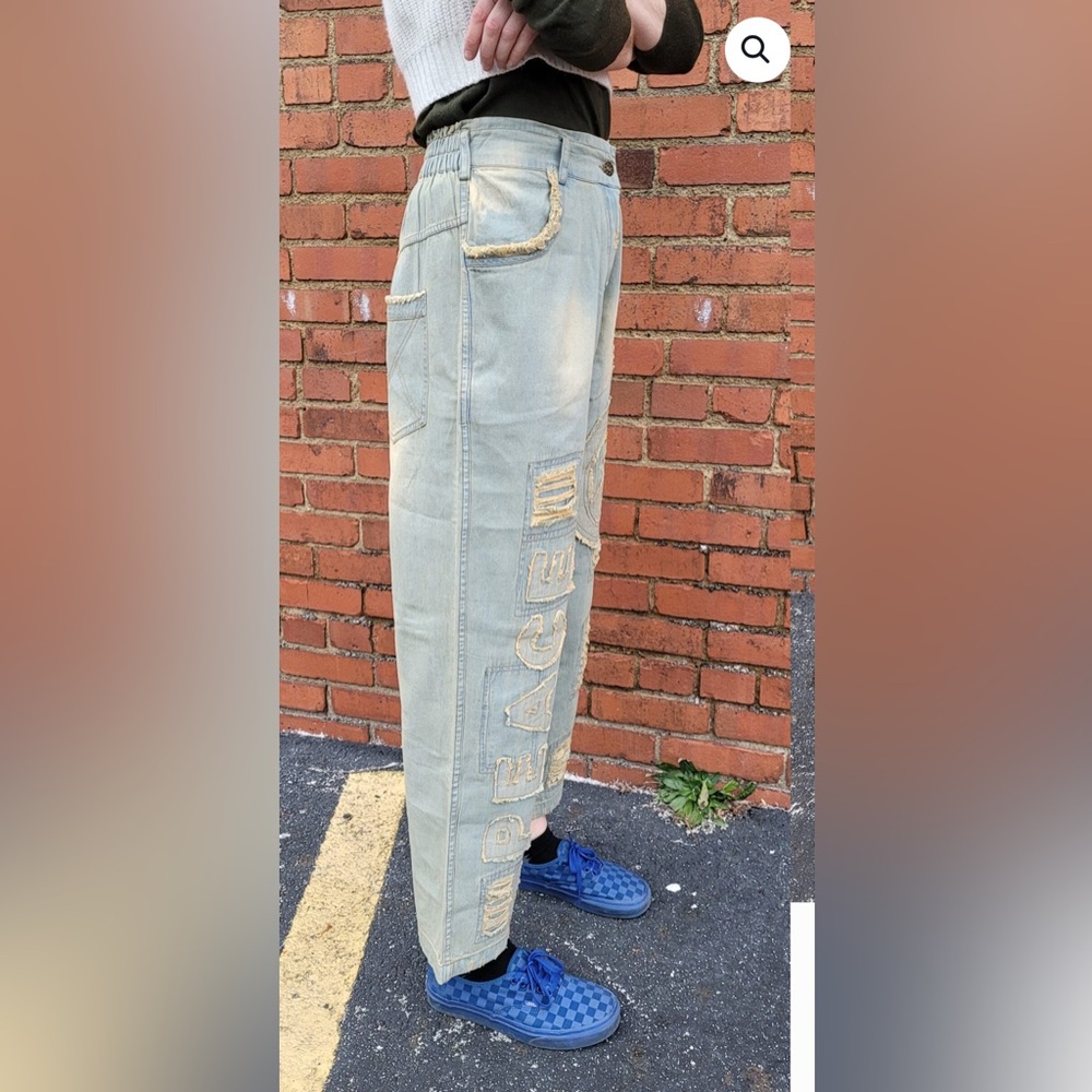 Distressed Peace Sign Jeans - Picture 8 of 8
